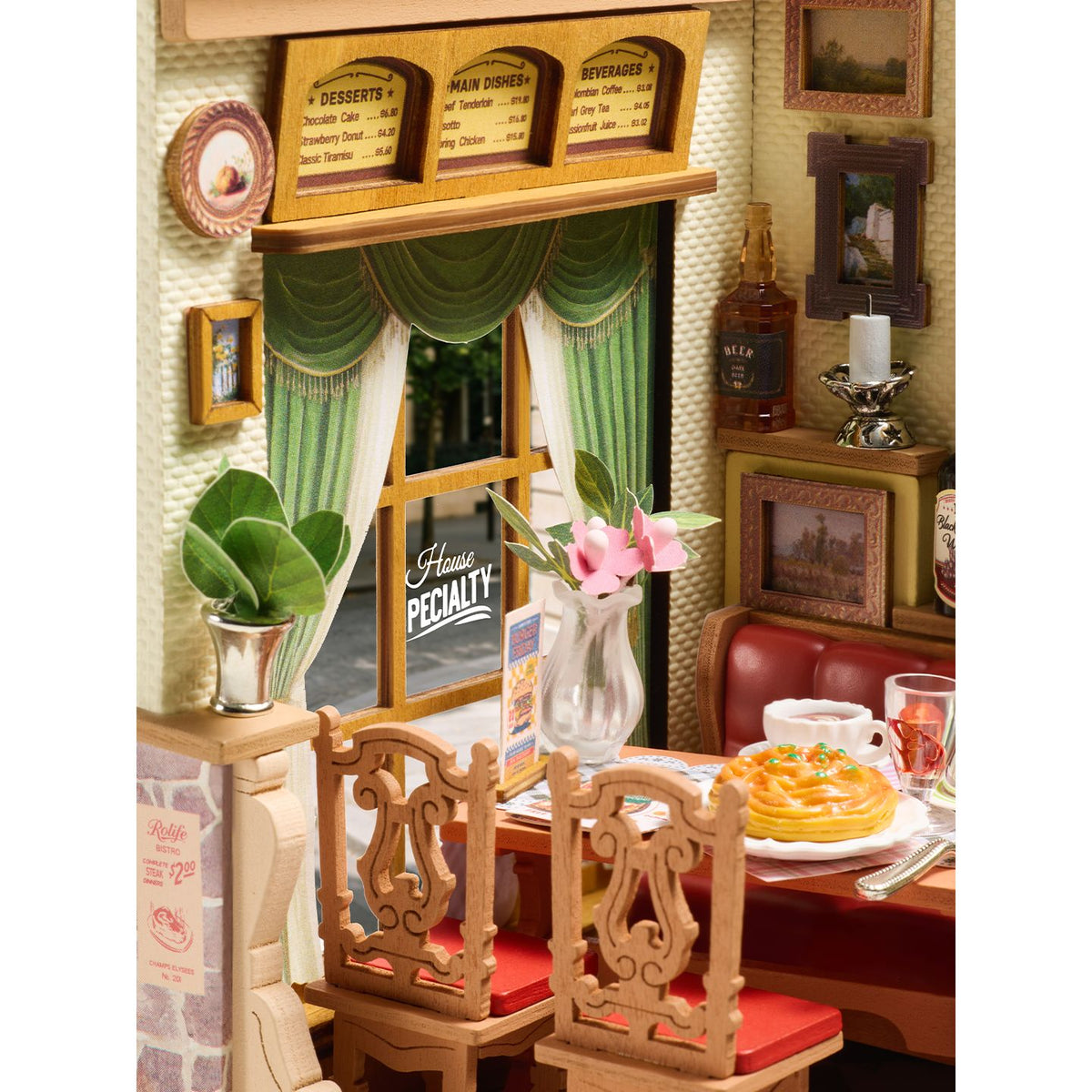 Rolife DIY Miniaturhaus Champs-Élysées Bistro mit Gemälden an der Wand und Kerze