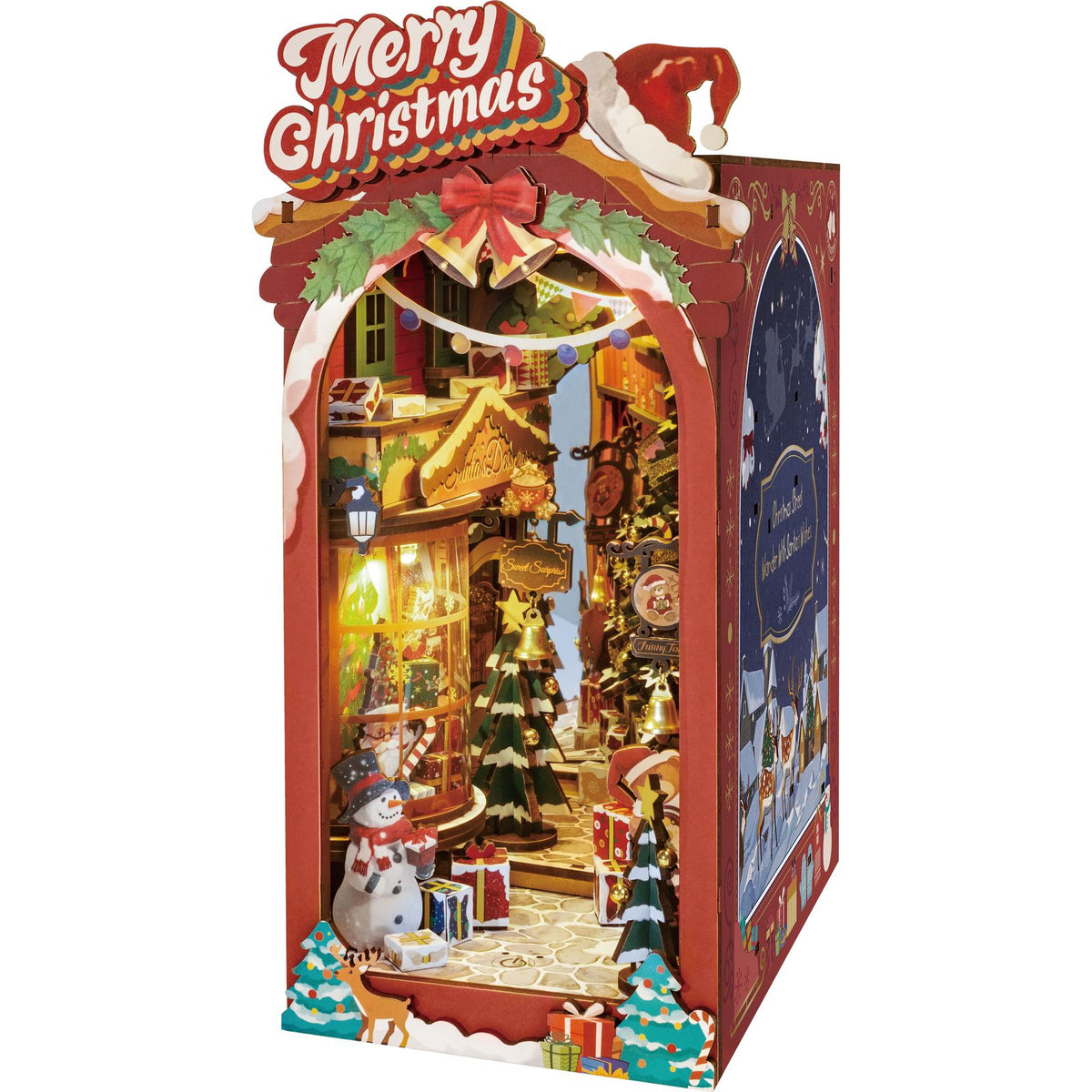 Rolife Christmas Street Book Nook TGC06 – fertige Weihnachtsgasse aus Holz mit roter Fassade