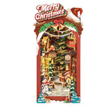 Book Nook Bausatz Weihnachten: Weihnachtsgasse mit Schaufenstern, Schnee und Weihnachtsbaum