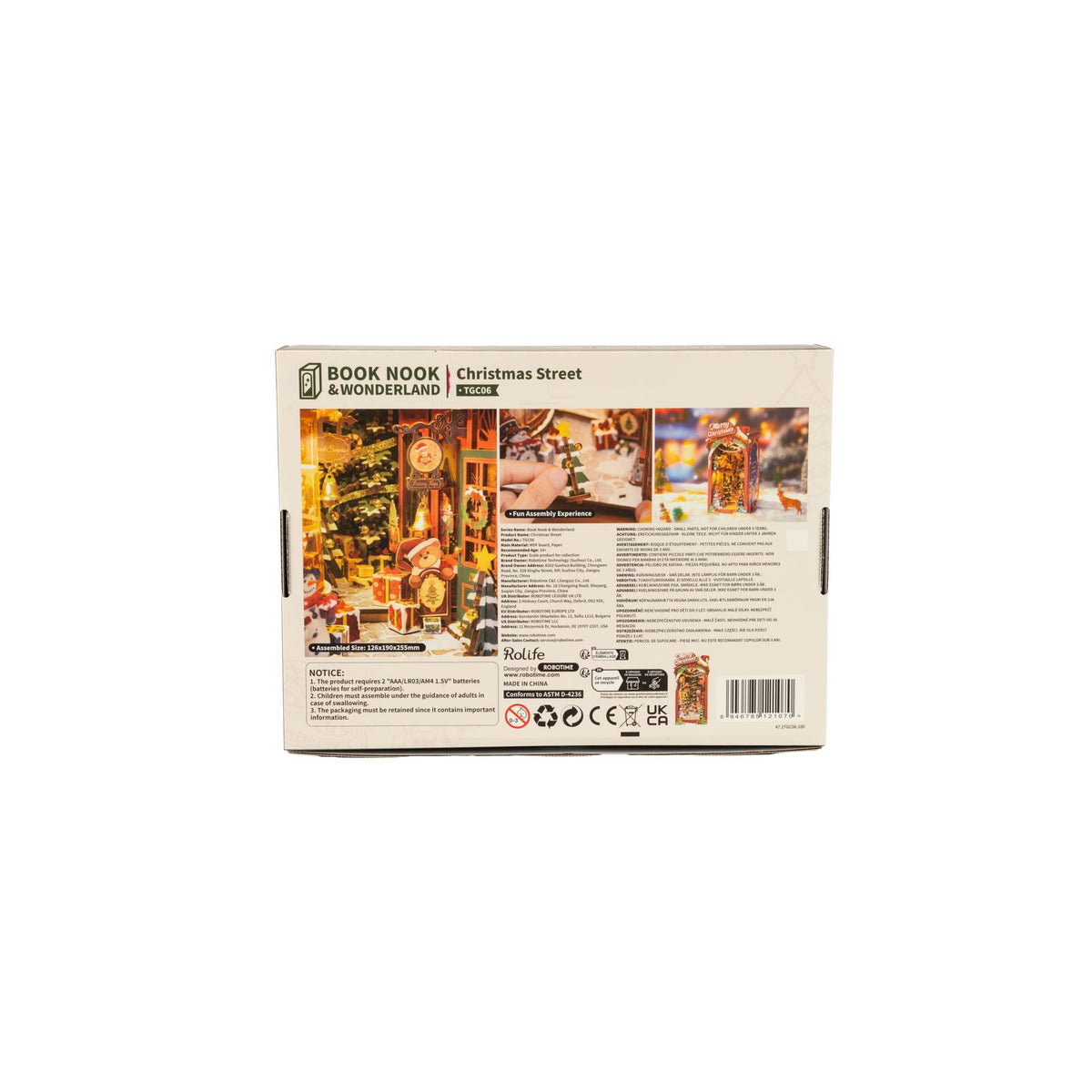 Rote Fassade mit Merry Christmas Schriftzug am Rolife Book Nook TGC06