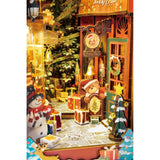 Bausatz Rolife Miniatur: Christmas Street Book Nook im Abendlicht, 12,6 × 19 × 25,5 cm