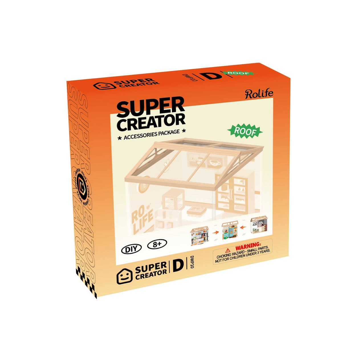 Rolife Roof D aufgesetzt auf ein Miniaturhaus der Super Creator Serie