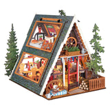Rolife DIY Miniaturhaus A-Frame Cabin DG181 – Berghütte mit großen Fenstern und LED-Licht