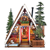A-Frame Cabin Bausatz von Rolife – Gesamtansicht der fertigen Berghütte im Maßstab 1:18