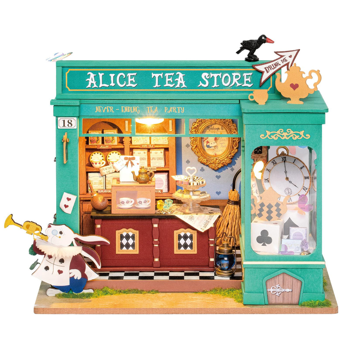Rolife DIY Miniaturhaus Alice's Tea Store DG156-C – fertig aufgebauter Teeladen im Retro-Look