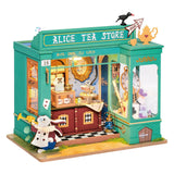 Alice im Wunderland Teeladen Miniaturhaus von Rolife mit Holzfront und Schaufenster