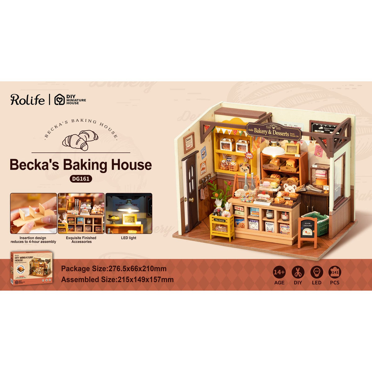 Miniaturhaus Bäckerei Becka's Baking House mit LED-Beleuchtung