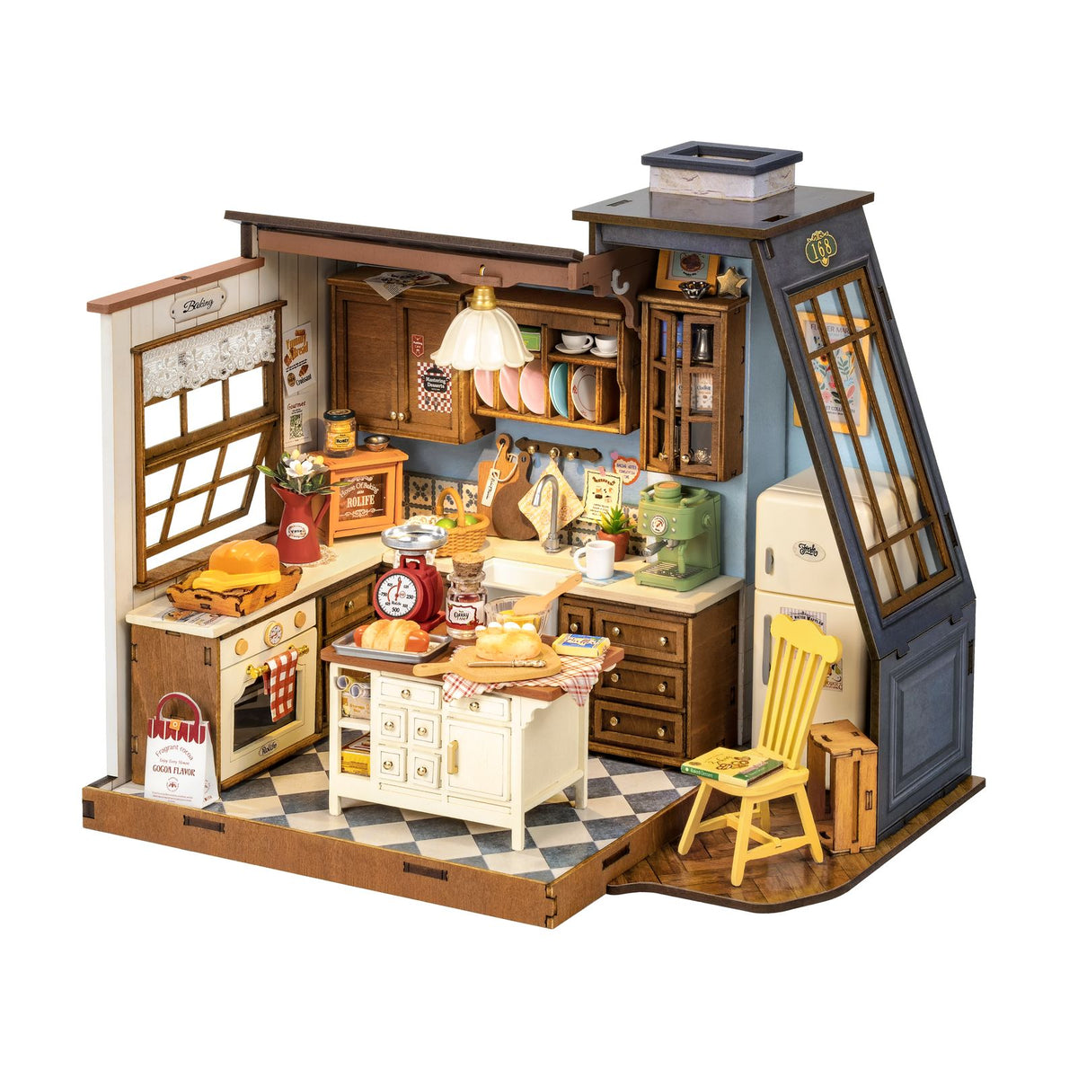 Rolife Baking Kitchen DG172 Miniaturküche mit Fliesenwand und Spülbecken im Antiklook