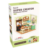 Miniaturhaus für Erwachsene: Rolife Super Creator Farmhouse Kitchen mit Kupfertöpfen