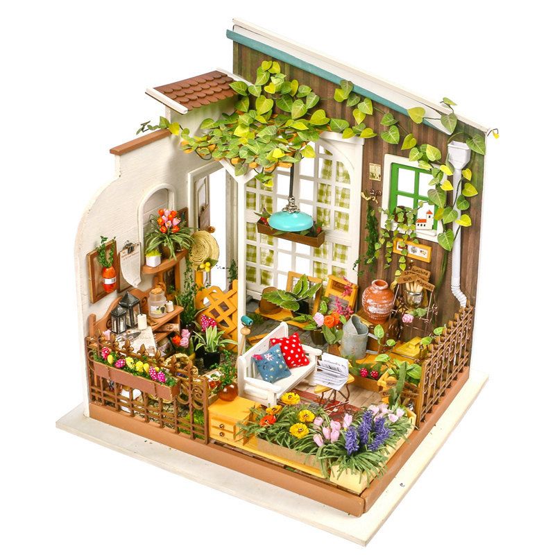 Rolife DIY Miniaturhaus Millers Blumenhaus DG108 fertig aufgebaut mit Terrasse und Garten