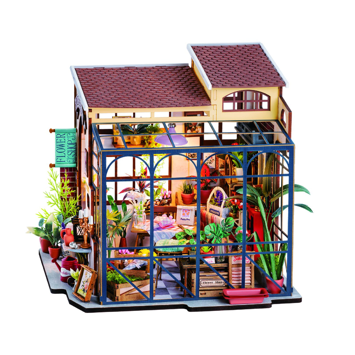 Rolife DIY Miniaturhaus Emily's Flower Shop DG145-A – Blumenladen Bausatz fertig aufgebaut