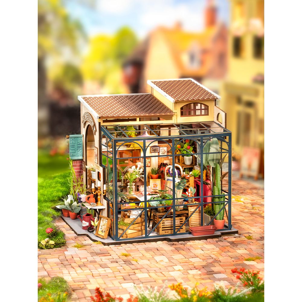 Emily's Flower Shop Miniaturhaus Blumenladen mit warmer LED-Beleuchtung