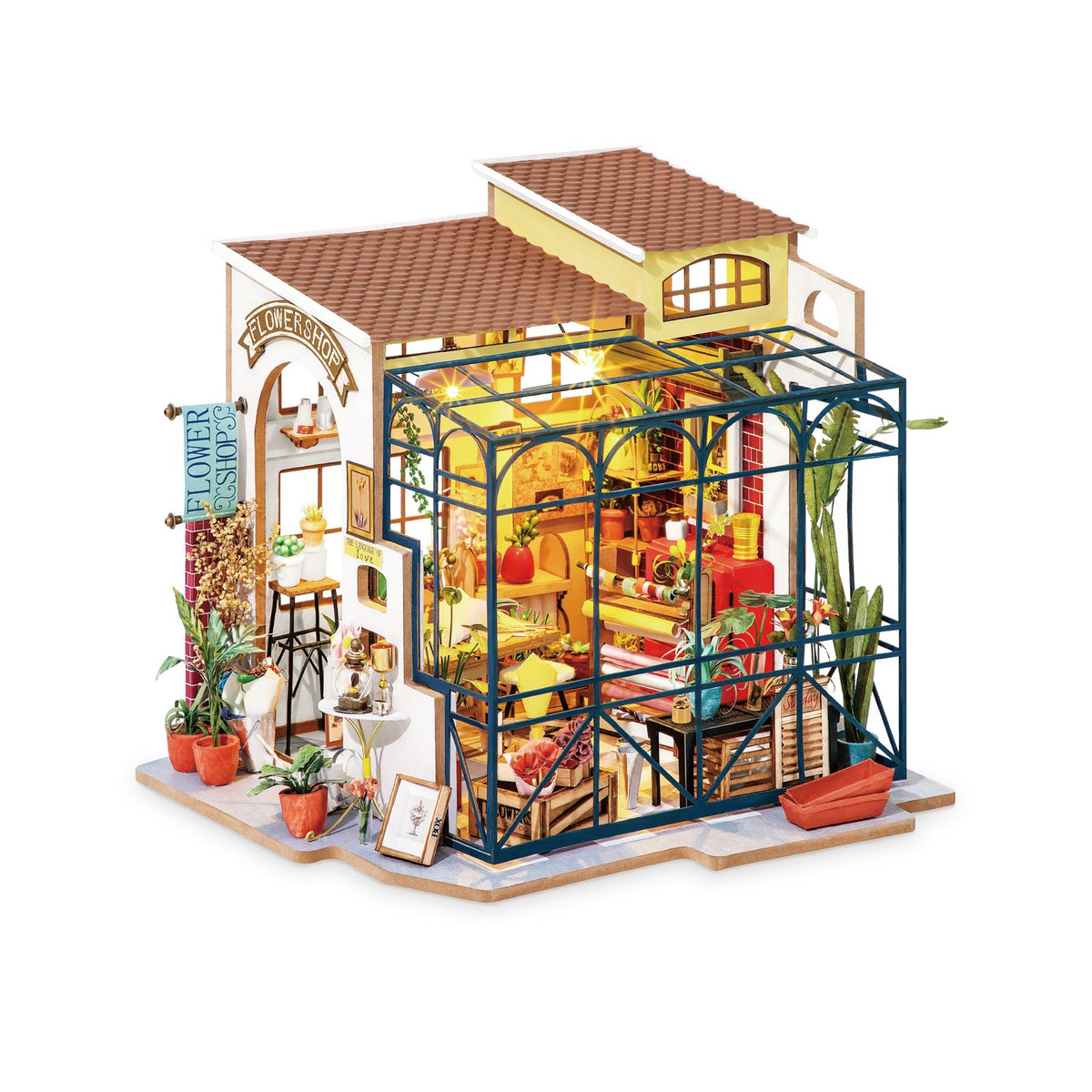 Miniatur Puppenhaus Emily's Flower Shop im Maßstab 1:18, ca. 20 × 20 × 20 cm