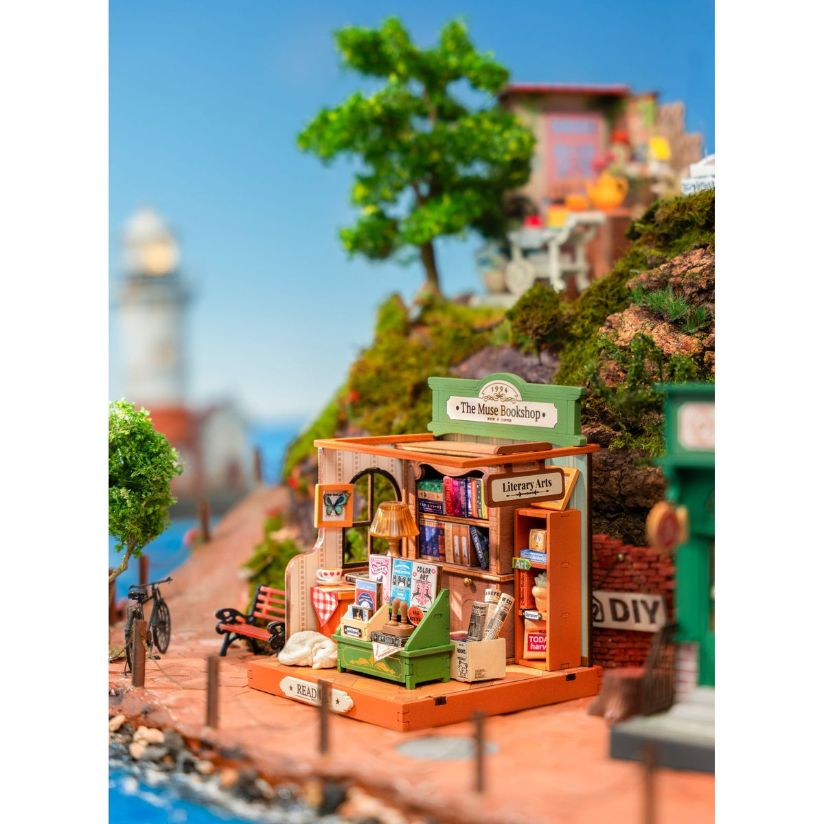 Rolife Miniaturhaus Buchhandlung Detailansicht der Bücherschränke