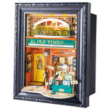 Miniaturhaus Buchladen mit LED-Beleuchtung im Rahmen, Rolife Old Times Bookstore