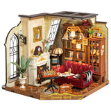 Miniatur Wohnzimmer Catherine's Living Room mit Kamin und Kronleuchter im Maßstab 1:18