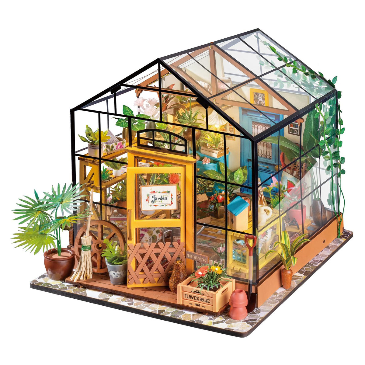 Cathy's Flower House Rolife Bausatz Frontansicht des Miniatur-Blumenladens