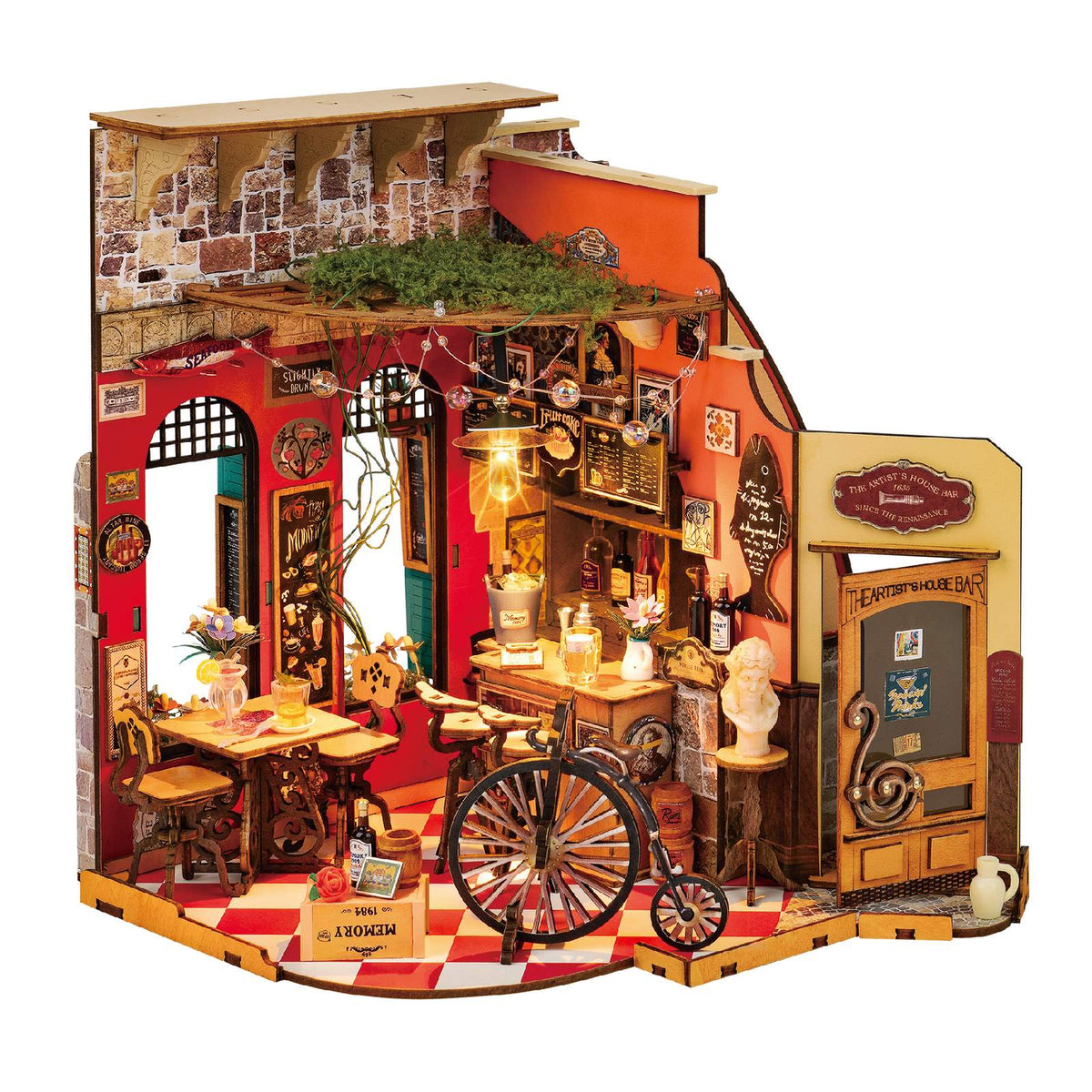 Miniaturhaus für Erwachsene: Cheers Bar & Dining mit LED-Beleuchtung