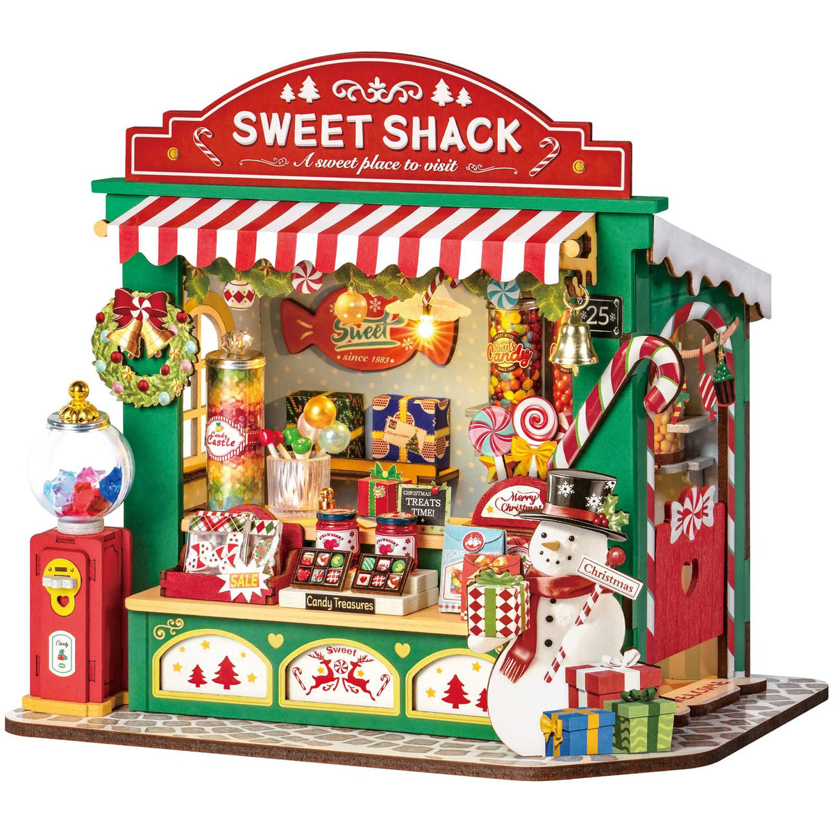 Rolife DIY Miniaturhaus Christmas Candy Stand DS043 als beleuchteter Weihnachts-Süßwarenladen