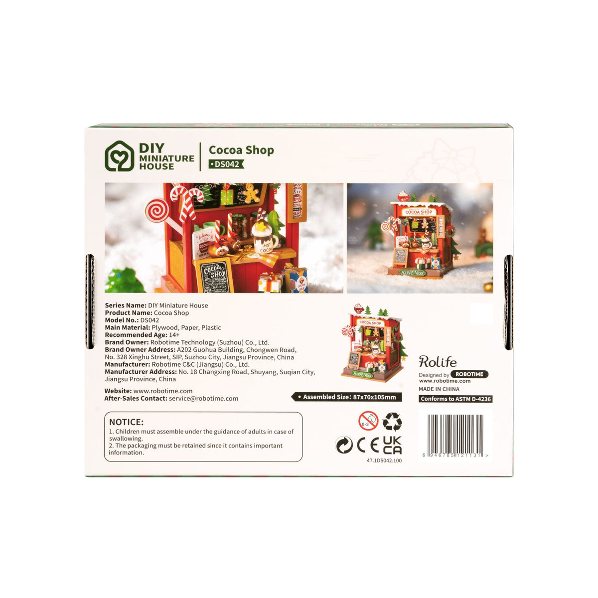 Rolife Cocoa Shop Holzteile und Papier zum Falten der 3D-Schachteln