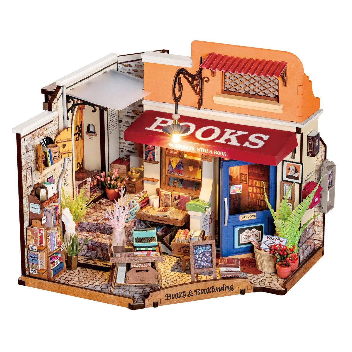 Rolife DIY Miniaturhaus Corner Bookstore DG164-B als fertig aufgebaute Eckbuchhandlung