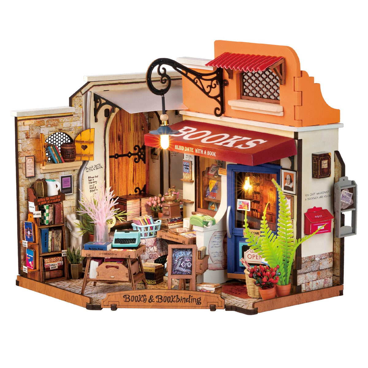 Miniatur Buchhandlung Corner Bookstore von Rolife in der Frontansicht