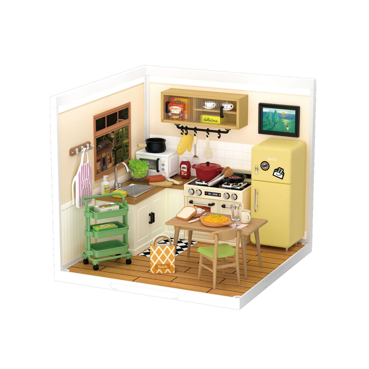 DIY Miniatur Kit Rolife Super Creator, Bücherregal und Schallplatten