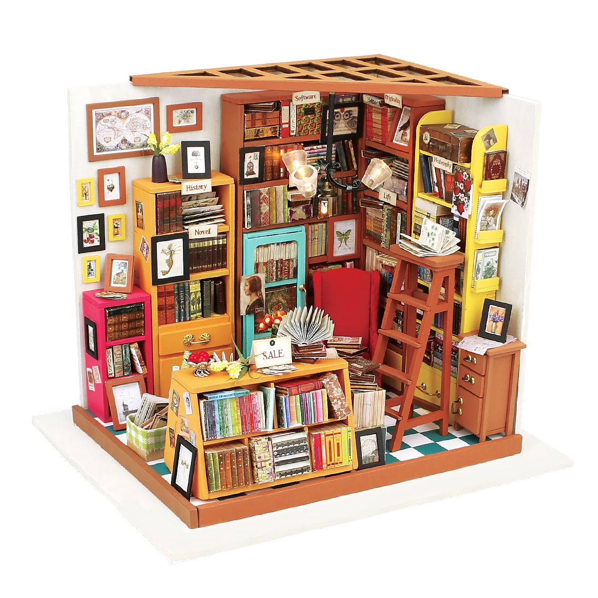 3D Holzpuzzle Buchladen Sam's Study Room von Rolife im Detail