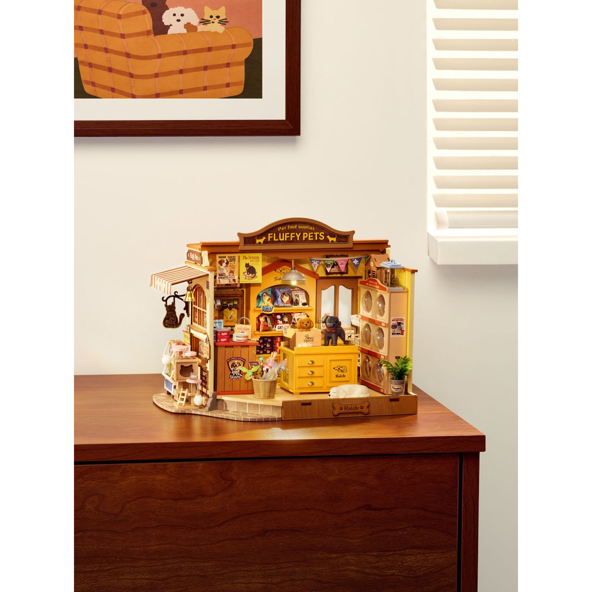 Rolife DIY Miniaturhaus Fluffy Friends Hub DG185 als beleuchteter Tierladen im Kleinformat
