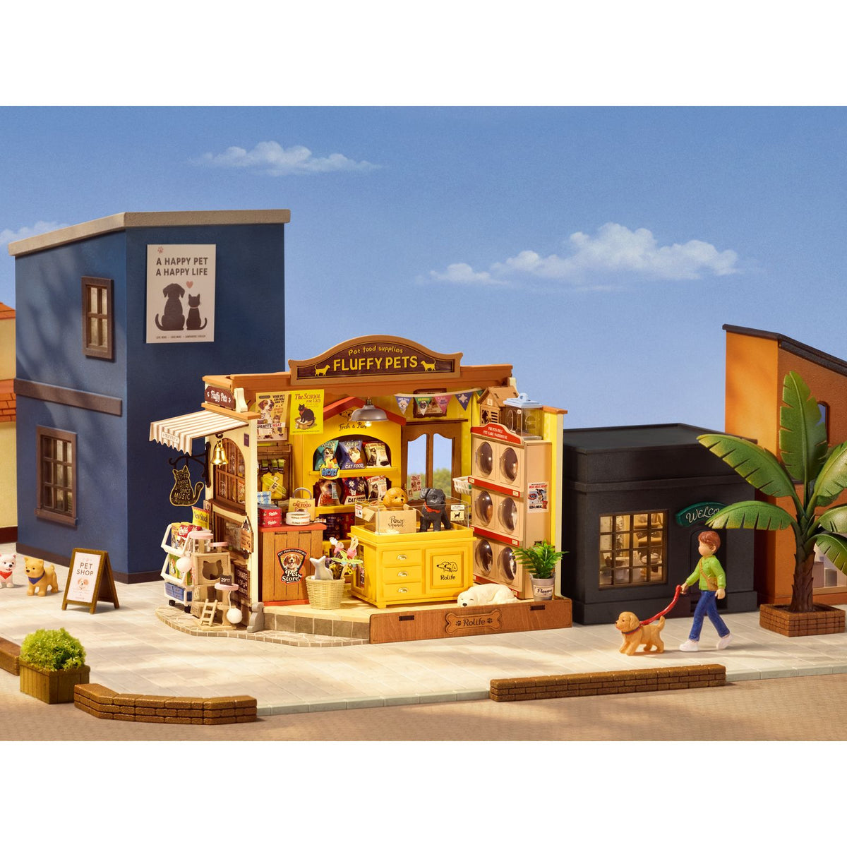 Miniaturhaus Tierladen mit Vogelhäuschen und kleinen Tierartikeln, Rolife DG185