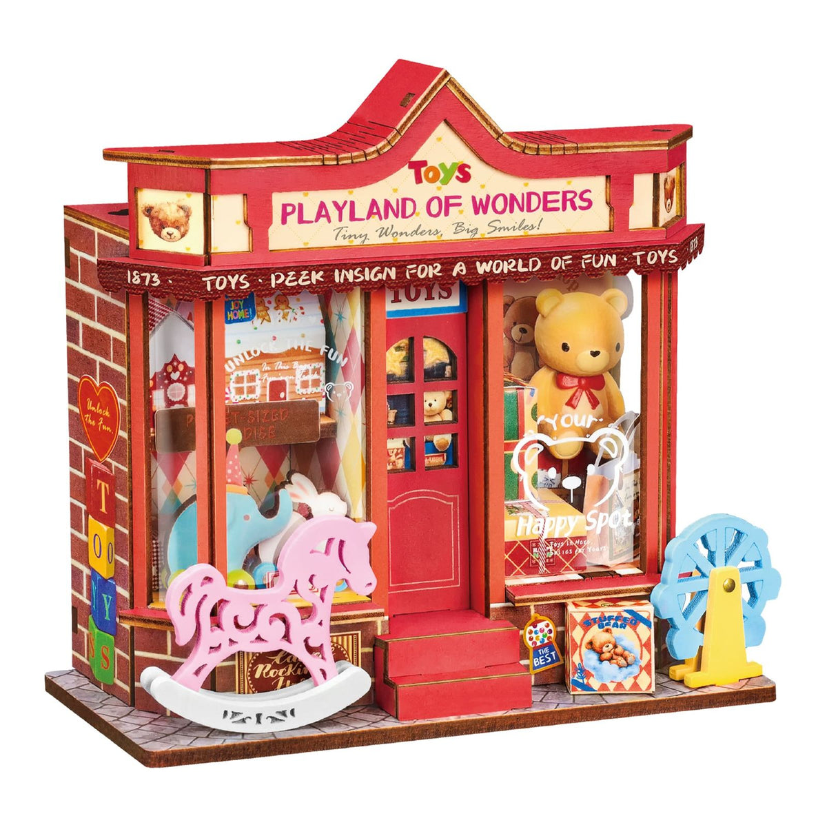 Rolife DIY Miniaturhaus Whimsy Toy Shop DS044 – roter Spielzeugladen als Bausatz