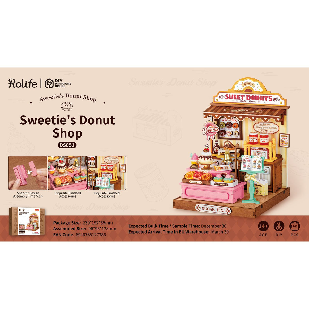 DIY Miniaturhaus für Erwachsene: Sweetie’s Donut Shop als Deko im Regal
