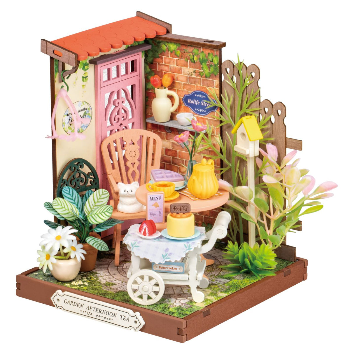 Rolife DIY Miniaturhaus Fancy Tea Yard DS038 – fertig aufgebautes englisches Teehäuschen