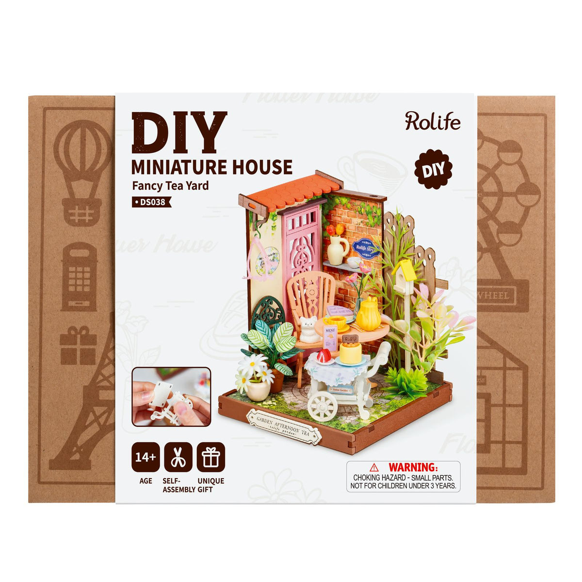 Fancy Tea Yard DS038 – kompaktes Holzmodell mit 11 × 10 × 11,5 cm