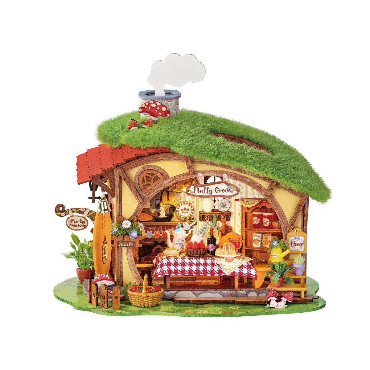 Rolife DIY Miniaturhaus Fluffy Grove DG184 – Waldhäuschen mit Moosdach und Pilzen