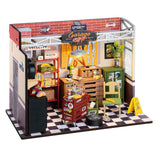 Miniaturhaus Autowerkstatt mit LED-Beleuchtung Rolife Garage Workshop