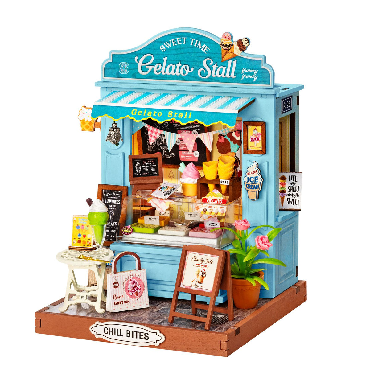 Rolife DIY Miniaturhaus Eisstand Gelato Stall DS052 fertig aufgebaut