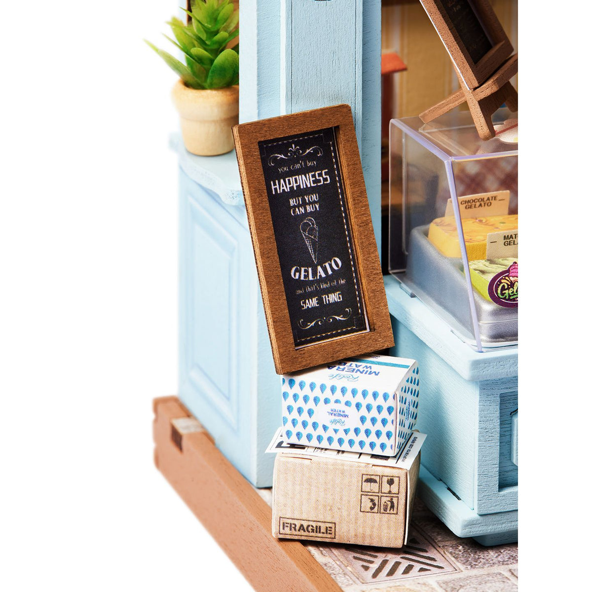 Holzbausatz Eisstand Gelato Stall von der Seite