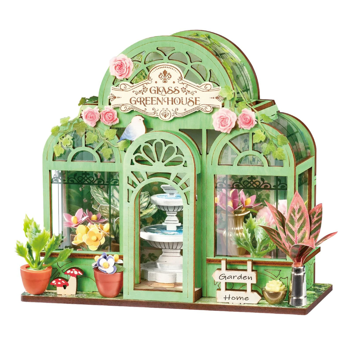 Rolife DIY Miniaturhaus Green Fountain Garden DS049 – Vintage-Blumenladen mit grüner Fassade
