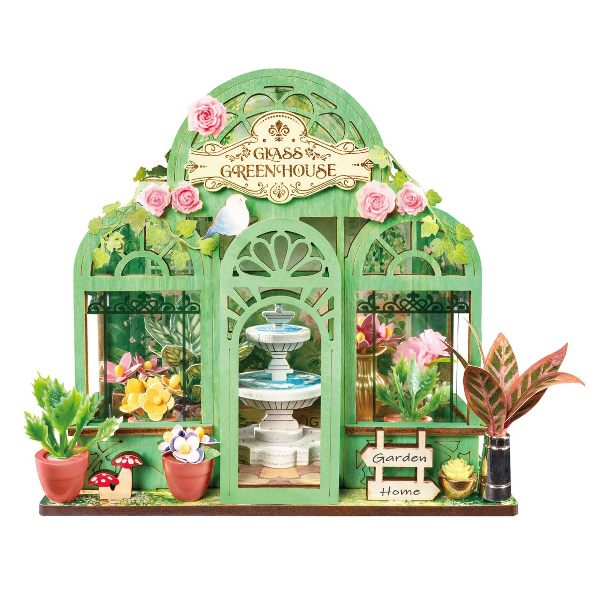 Miniatur Blumenladen Bausatz von Rolife mit Gewächshaus und Kletterrose