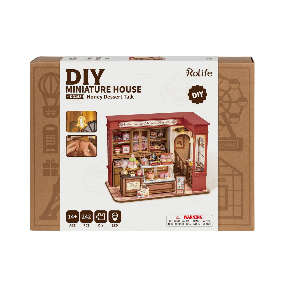 Durchsichtige Bonbonnière und Geschirr im Rolife DIY Miniaturhaus Bausatz