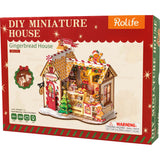 Weihnachts Miniaturhaus Rolife Gingerbread House mit warmem Licht am Abend