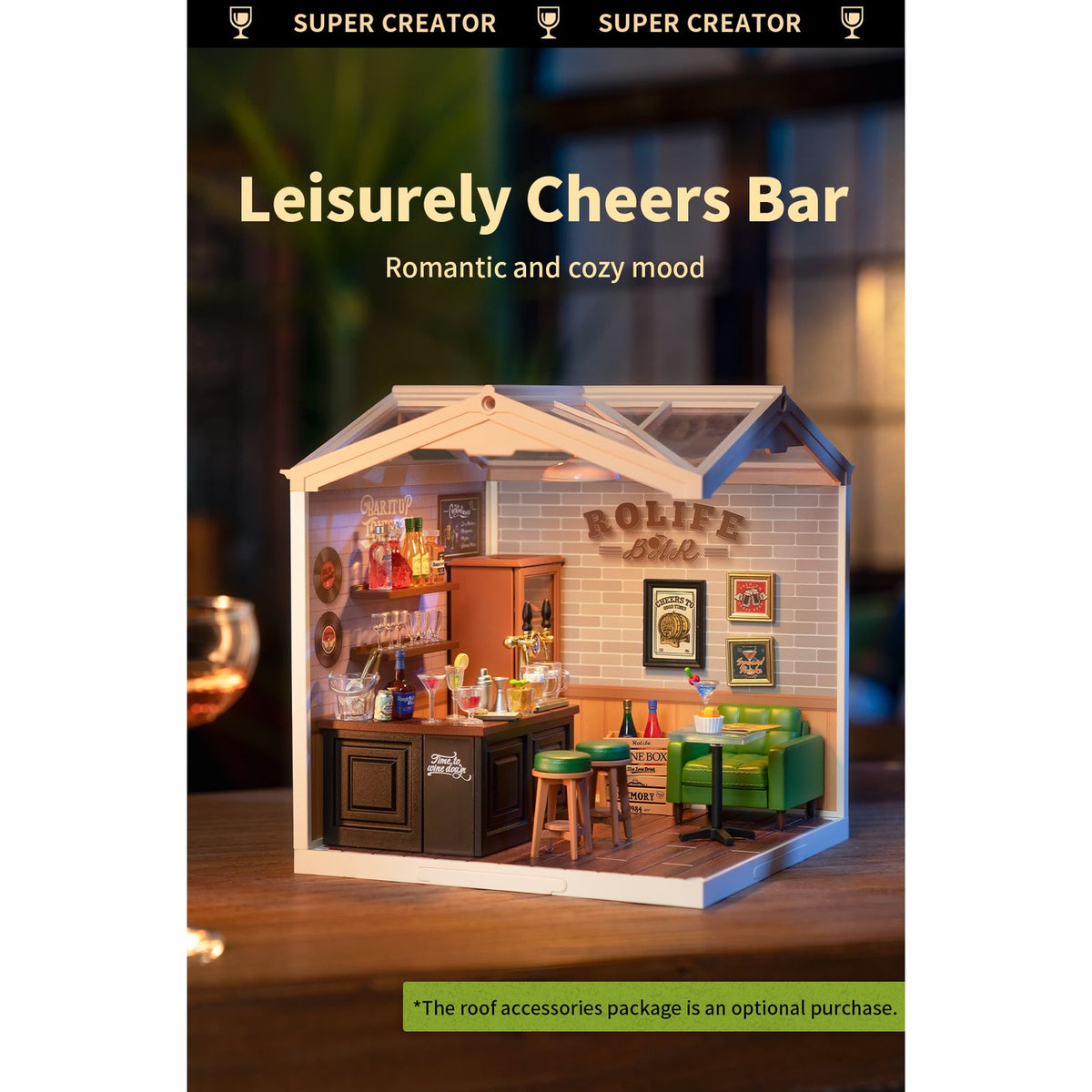 Gläserner Eisbehälter mit Eiszange – Detail der Leisurely Cheers Bar