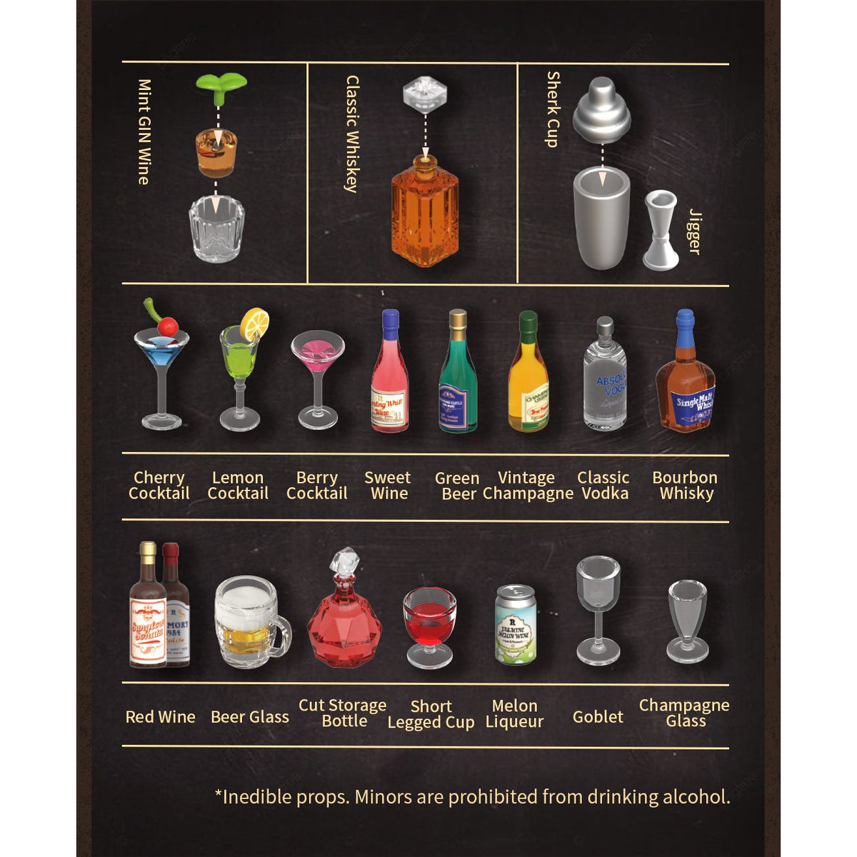 Shaker, Limettenscheiben und Getränke an der Mini-Bar Leisurely Cheers Bar