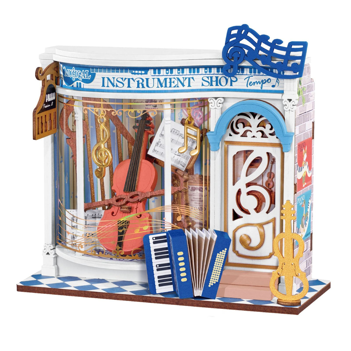 Rolife DIY Miniaturhaus Melody Instrument Shop DS047 – mediterraner Musikladen aus Holz und Papier