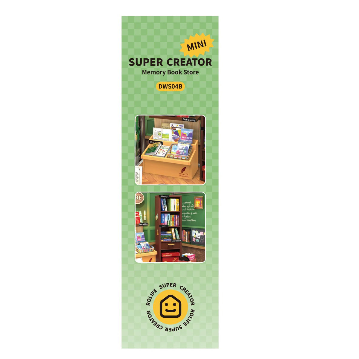 Rolife Miniaturhaus Memory Book Store stapelbar mit anderen Modellen der Serie
