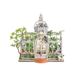 Miniaturhaus Wintergarten Oxygen Oasis mit LED-Beleuchtung am Abend