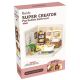Rolife Super Creator Pop Bubble Bathroom mit LED-Lampe und Toilette mit beweglichem Deckel
