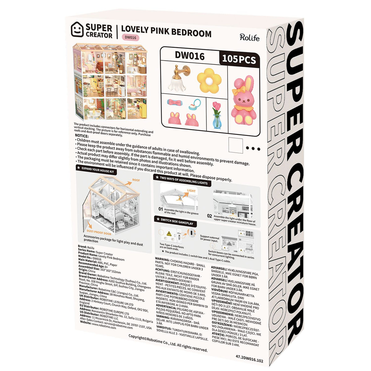 Rolife Super Creator DW016: Kleiderschrank mit Milchglastüren und Kaninchen-Hausschuhen