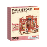 Rolife Mini Store Sweet Chocolate Shop mit Schokoladenmanufaktur, Hasen und Blumen